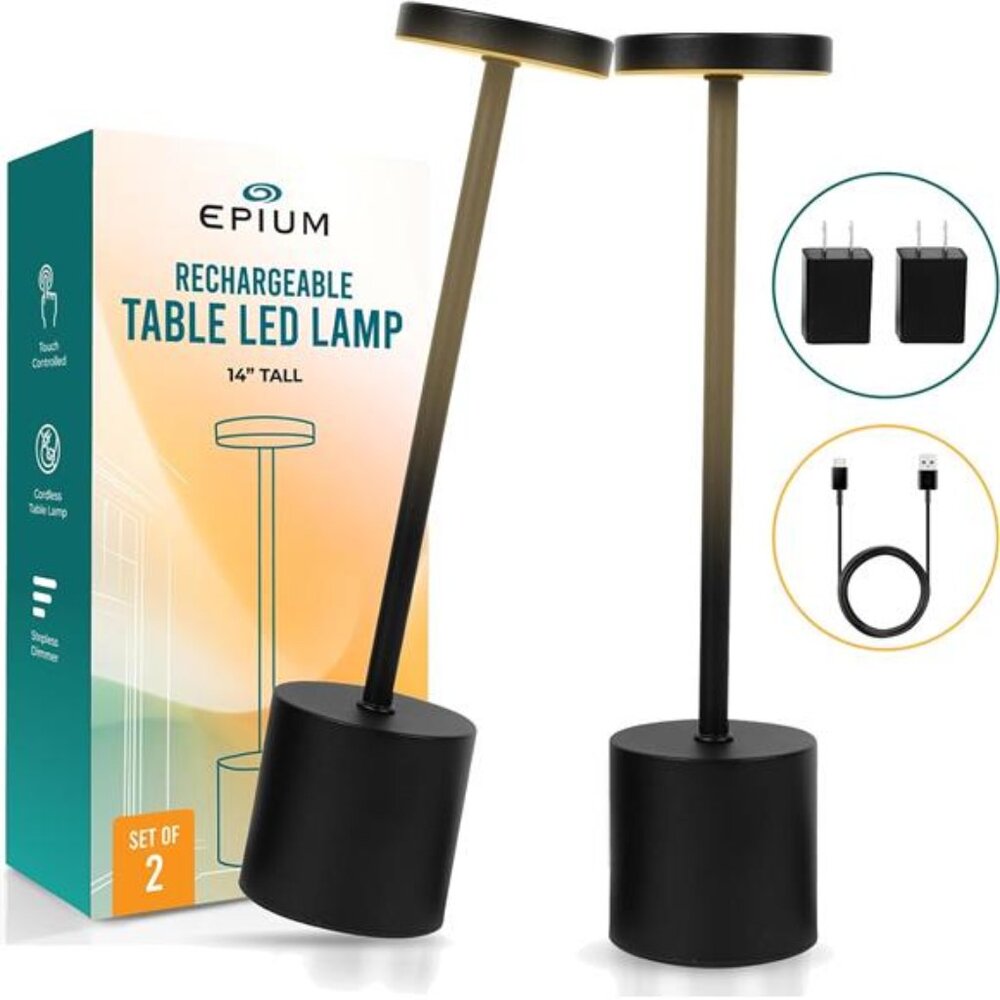Cordless Table Lamps Set of 2 LED Rechargeable Dimmable USB Mood Light for Patio